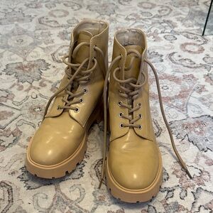 Genuine Leather Tan Combat Boots